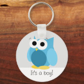 Porte-clés Funny Blue Owl - C'est un garçon ! -Porte-clés (Recto)