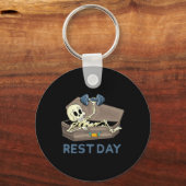 Porte-clés Funny Bodybuilding Weight Lifting Skeleton Rest Da (Recto)