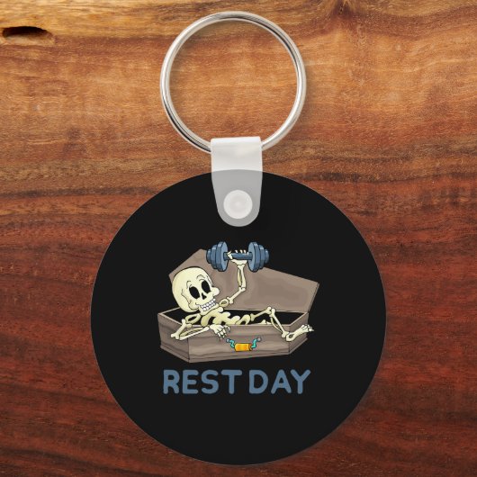 Porte-clés Funny Bodybuilding Weight Lifting Skeleton Rest Da (Recto)