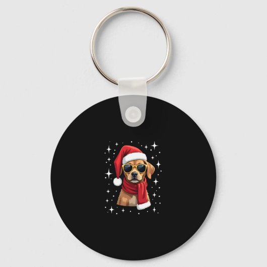 Porte-clés Funny Boxer Dog Christmas Lights Xmas Outfit Pajam (Recto)