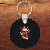 Porte-clés Funny Boxer Dog Christmas Lights Xmas Outfit Pajam (Recto)