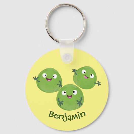 Porte-clés Funny Brussels sprouts légumes caricature (Recto)