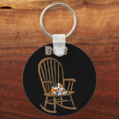 Porte-clés Funny Calico Chat dans la chaise à Rocking (Recto)