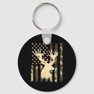 Porte-clés Funny Camouflage Usa Drapeau blanc Buck Deer Hunt