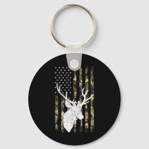 Porte-clés Funny Camouflage Usa Drapeau blanc Buck Deer Hunt