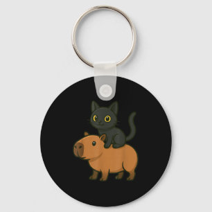 Porte-clés Funny Capybara Black Chat Amoureux des animaux Mam