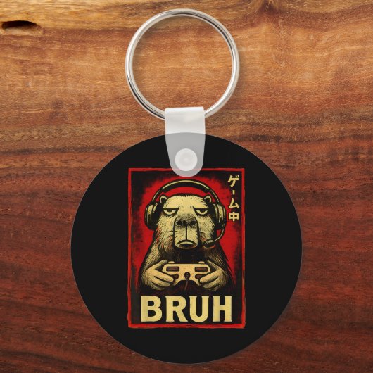 Porte-clés Funny Capybara Gamer Bruh Graphic Tee Men Boys Tee (Recto)