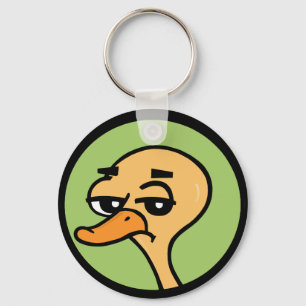 PORTE-CLÉS FUNNY CARTOON DUCK ROUND PORTE - CLÉ
