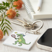Porte-clés  Funny Cartoon T-Rex Playing Tennis Dinosaur (Devant Droit)