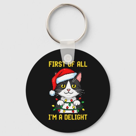 Porte-clés Funny Cat First Of All I'm A Delight Retro Gaming (Recto)