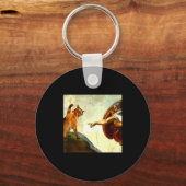 Porte-clés Funny Cat God Creation Of Adam Meme Jesus Christia (Recto)