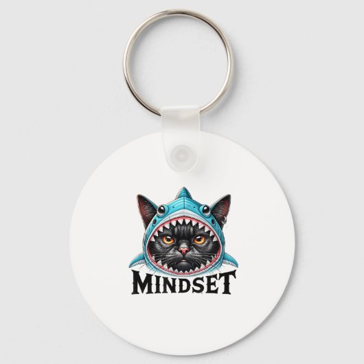 Porte-clés Funny Cat, Mindset Motivational Saying, Shark  (Recto)