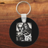 Porte-clés Funny Cat Selfie With Romantic Bigfoot In Love Wit (Recto)