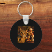 Porte-clés Funny Cat Selfie With Santa Claus Christmas Meme (Recto)