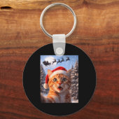 Porte-clés Funny Cat Selfie With Santa Claus Christmas Men Wo (Recto)