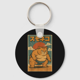 Porte-clés Funny Cat Sumo Wrestler japonais Art Anime Ukiyo-e