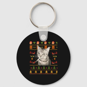 Porte-clés Funny Chat de Fumeur Mème Noël Chemises Laides Pou
