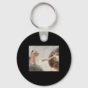 Porte-clés Funny Chat Dieu Création De Mème Adam Michelangelo