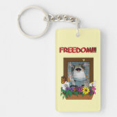 Porte-clés Funny Chat Fenêtre Jaune Liberté (Devant)