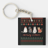 Porte-clés Funny Chat jeu de Noël - Chat Noël (Devant)