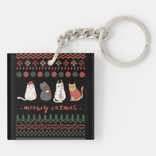 Porte-clés Funny Chat jeu de Noël - Chat Noël