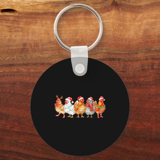Porte-clés Funny Chicken Christmas Lights Farm Animal Xmas Ho (Recto)