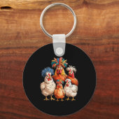 Porte-clés Funny Chicken Family Colorful Farm Animal (Recto)