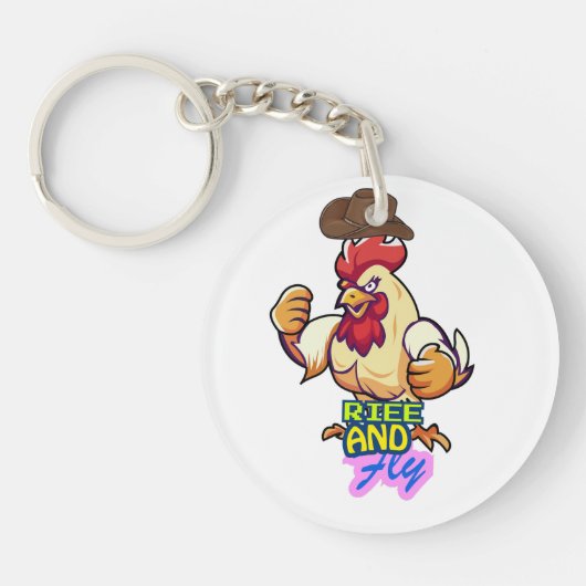 Porte-clés Funny Chicken Rise and Fly” T-Shirt (Devant)