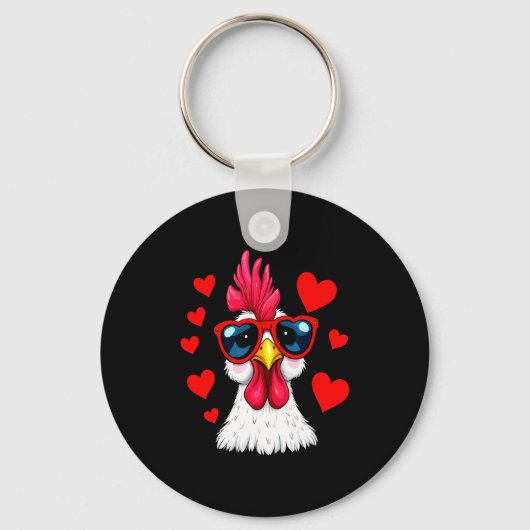 Porte-clés Funny Chicken Valentines Day Heart Chicken Couple  (Recto)