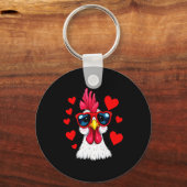 Porte-clés Funny Chicken Valentines Day Heart Chicken Couple  (Recto)