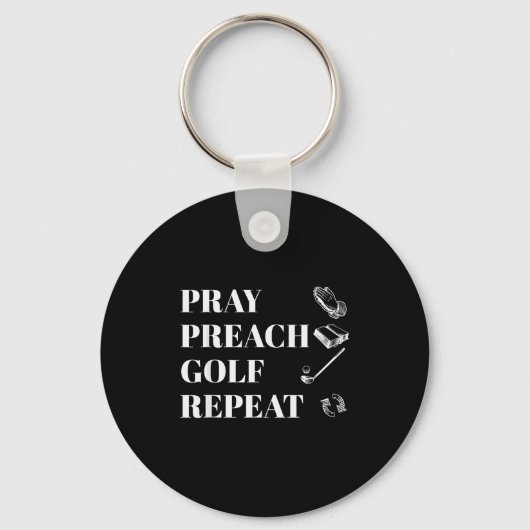 Porte-clés Funny Christian Pray Preach Golf Repeat Pastor Min (Recto)