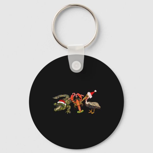 Porte-clés Funny Christmas Alligator Pelican Crawfish Holiday (Recto)