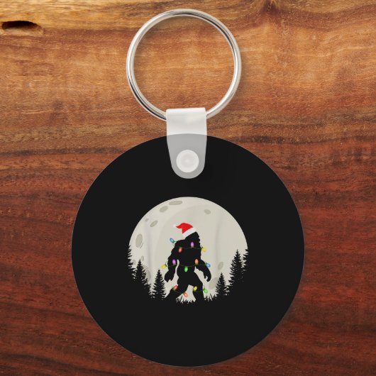Porte-clés Funny Christmas Bigfoot Santa Hat Moon Sasquatch K (Recto)