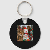 Porte-clés Funny Christmas Cat Selfie With Bigfoot Alien & (Recto)