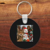 Porte-clés Funny Christmas Cat Selfie With Bigfoot Alien & (Recto)