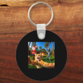 Porte-clés Funny Christmas Cat Selfie With Bigfoot & Alie (Recto)