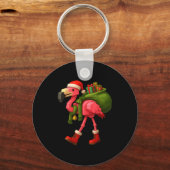 Porte-clés Funny Christmas Flamingo Santa Holiday Design (Recto)