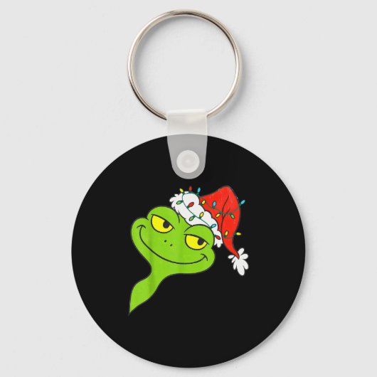 Porte-clés Funny Christmas Frog Wearing Santa Hat And Lights (Recto)