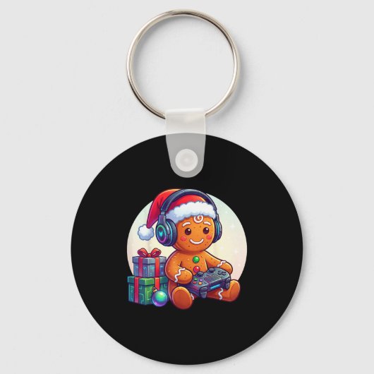 Porte-clés Funny Christmas Gamer Gingerbread Xmas Gaming Men (Recto)