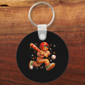 Porte-clés Funny Christmas Gingerbread Man Playing Baseball C (Recto)