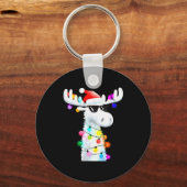 Porte-clés Funny Christmas Moose With Sungles And Holiday Lig (Recto)