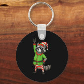 Porte-clés Funny Christmas Raccoon Dressed As Elf With Sungle (Recto)