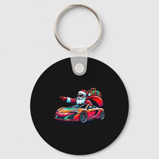 Porte-clés Funny Christmas Santa Claus Driving Srt Car Xmas P (Recto)