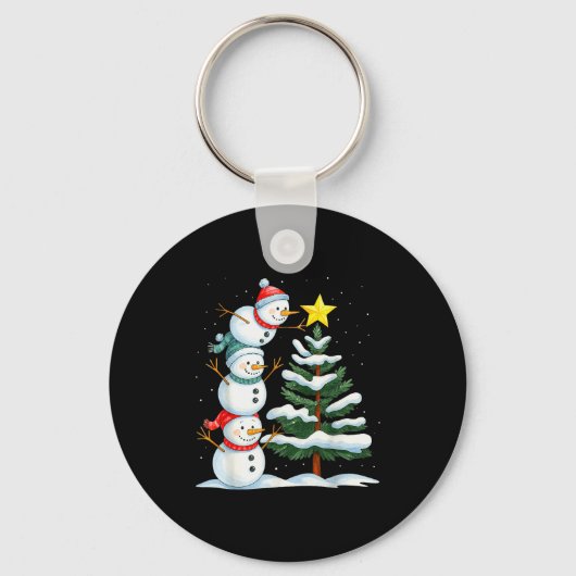 Porte-clés Funny Christmas Snowman Topper Tree Holiday Family (Recto)