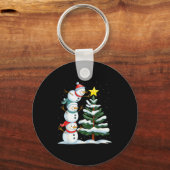 Porte-clés Funny Christmas Snowman Topper Tree Holiday Family (Recto)