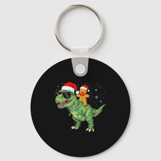 Porte-clés Funny Christmas T Rex Dinosaur Gingerbread Lights (Recto)
