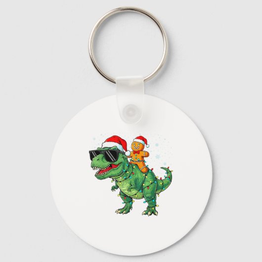 Porte-clés Funny Christmas T Rex Dinosaur Gingerbread Lights (Recto)