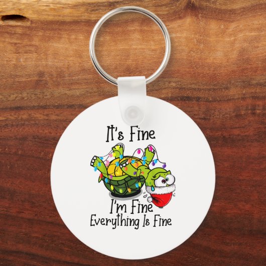 Porte-clés Funny Christmas Turtle It's Fine I'm Fine Everythi (Recto)