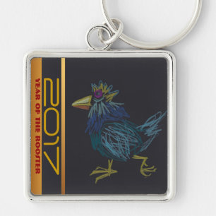 Porte-clés Funny Cockerel chinois Rooster Année Zodiac KeyC