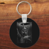 Porte-clés Funny Consracy Cat In Tin Foil Hat Panics At Alien (Recto)